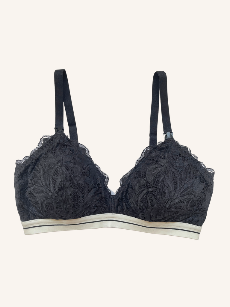 Lily Lace Organic Cotton Nursing Bralette - Black – MORROW+MINT